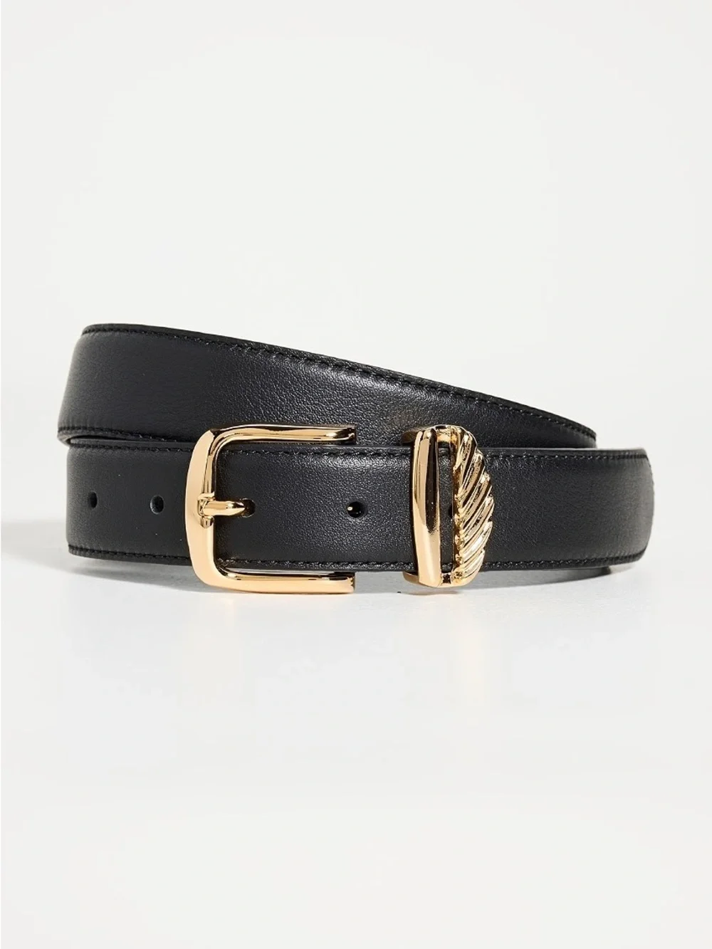 AUREUM No. 3 French Rope Belt Black Leather Size M/L